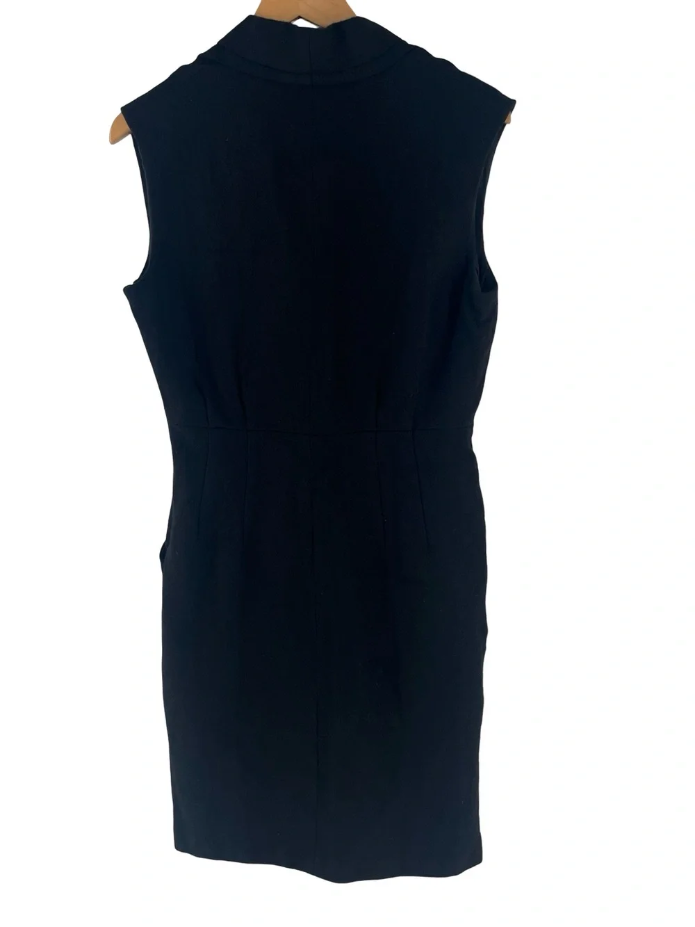 Adam Lippes 100% Wool Sheath Dress 10 Black Silk Lined Pockets Luxury Career - Picture 3 of 14